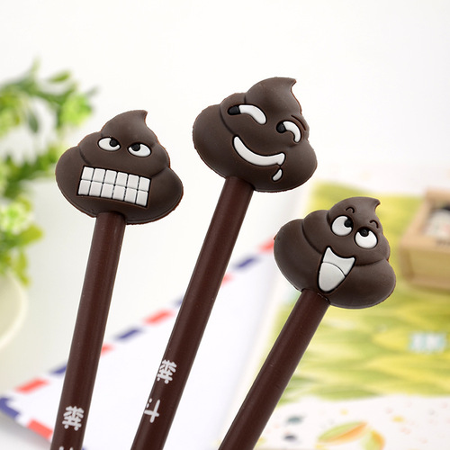 a17 Creative Cute Poop Water Pen Cartoon Realistic Poop Expression Shape Neutral Pen Black