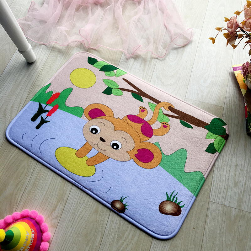 Flannel Printed Children Cartoon Floor Mat Bedroom Carpet Toilet Water Absorbent Anti-slip Mat Door Mat Door Mat
