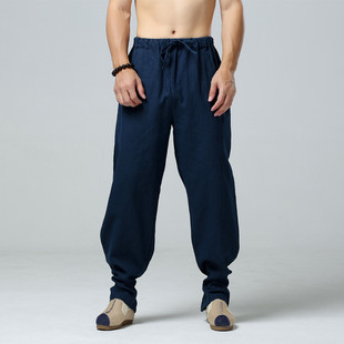 25 Ma Fan 25 new summer products men's ramie casual buckle leggings ethnic style