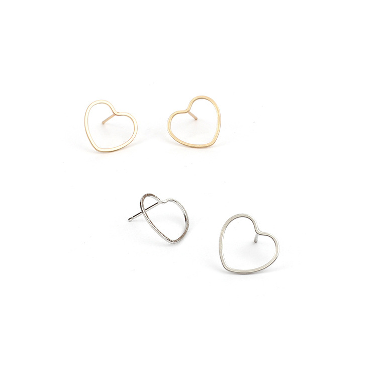 2g Weight Earrings, Ear Studs Classification Wedding, Travel Occasion Women'S Gender Gold, Silver Color New Fashion Simple Geometric Heart-shaped Earrings 无