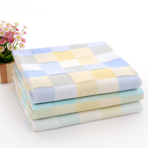 Double layer pure cotton gauze colorful plaid children's quilt kindergarten blanket children's towel quilt wholesale quilt manufacturer
