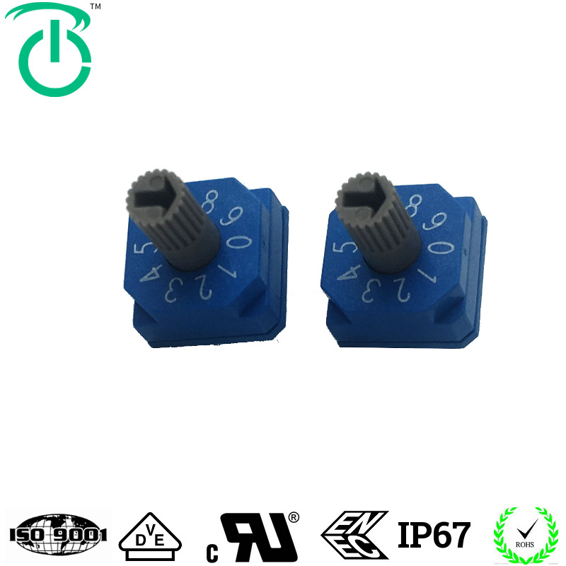 厂家生产台湾蓝色10*10插件贴片16位编码开关，3对3脚旋转开关