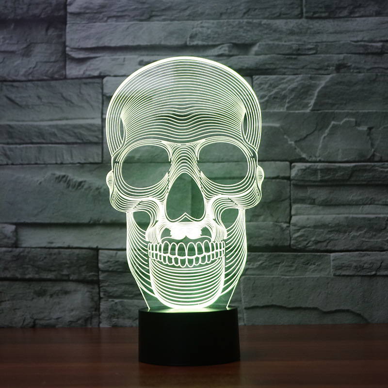 跨境速賣通 新款萬圣節(jié)骷髏 創(chuàng)意3D燈 LED裝飾臺燈FS-3250
