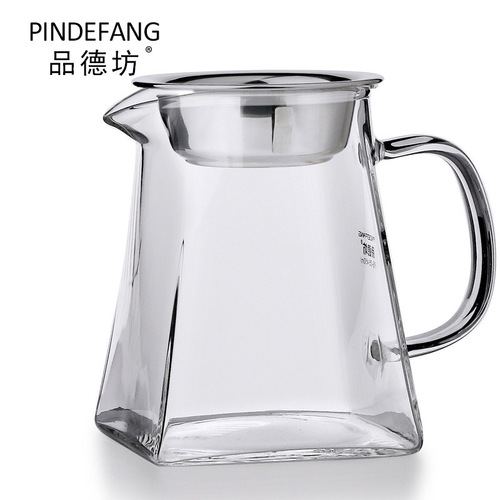 Factory Wholesale Thickened Glass Fair Cup High-Temperature Resistant Tea Divider with Tea Strainer Tea Sea Gongfu Glass Tea Set Accessories