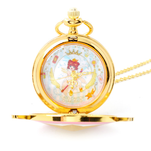 19 Variety Sakura Pocket Watch Wholesale Ladies Casual Cartoon Anime Sailor Moon Necklace Pocket Watch Street Stall