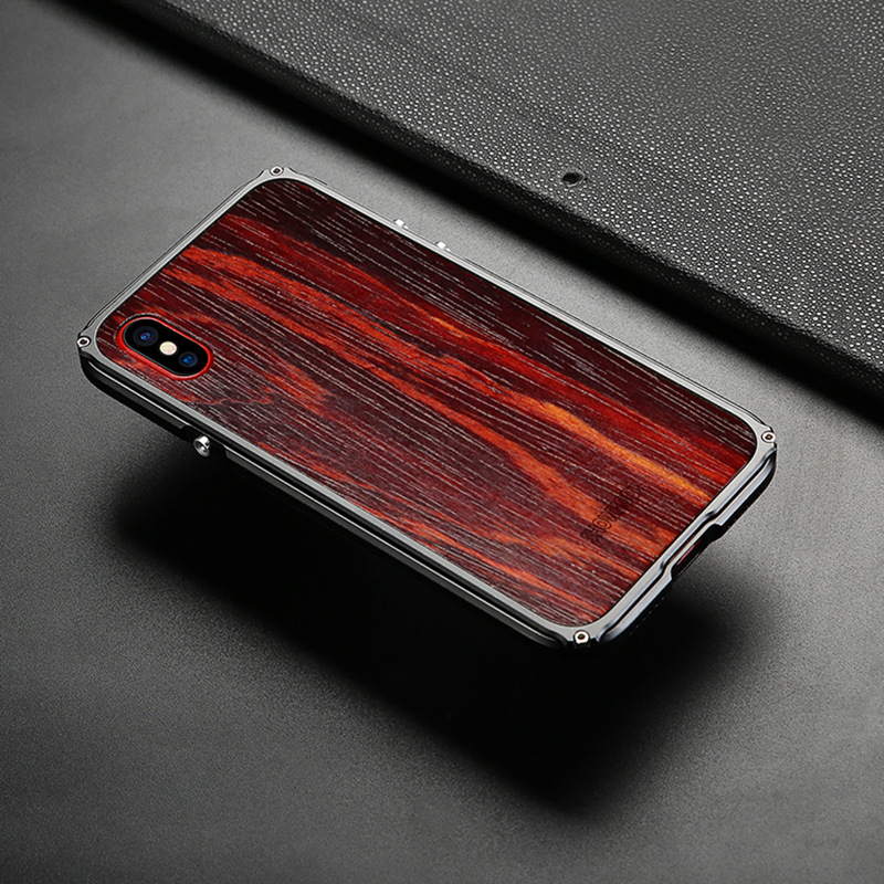SHOWKOO Legend Mechanical Aluminum Metal Bumper Kevlar Wood Back Case Cover