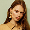 Advanced earrings, matte golden accessory, European style, high-quality style, bright catchy style