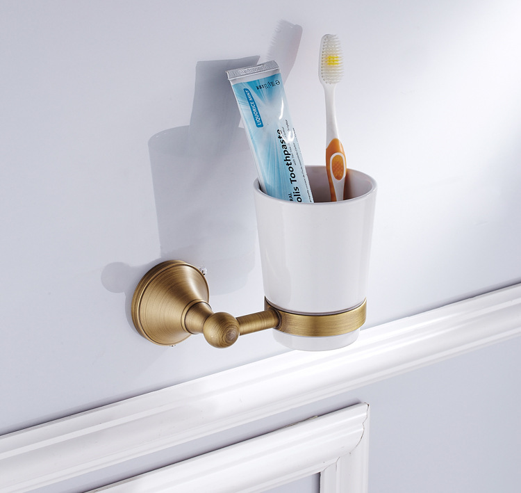 仿古单杯陶瓷杯漱口杯架子复古牙刷杯架 (1) (1