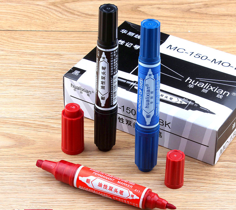 Authentic gorgeous line big head pen 150 oily box head pen singular pen blue red black big double marker pen wholesale Authentic gorgeous line big head pen 150 oily box head pen singular pen blue red black big double marker pen wholesale