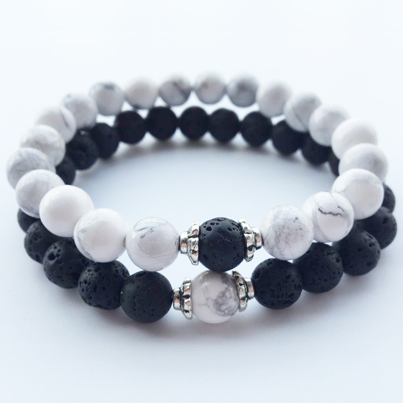 1 Piece Fashion Round Crystal Volcanic Rock Beaded Unisex Bracelets display picture 4