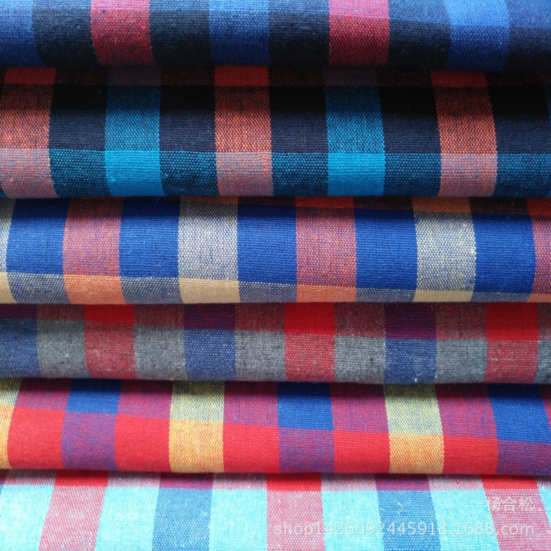 现货深浅格涤棉衬衫面料 休闲女式色织衬衫布料 量大优惠