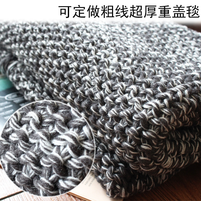 跨境专供亚马逊爆款棒针粗线手工编织毯子针织粗针腈纶加厚毛毯
