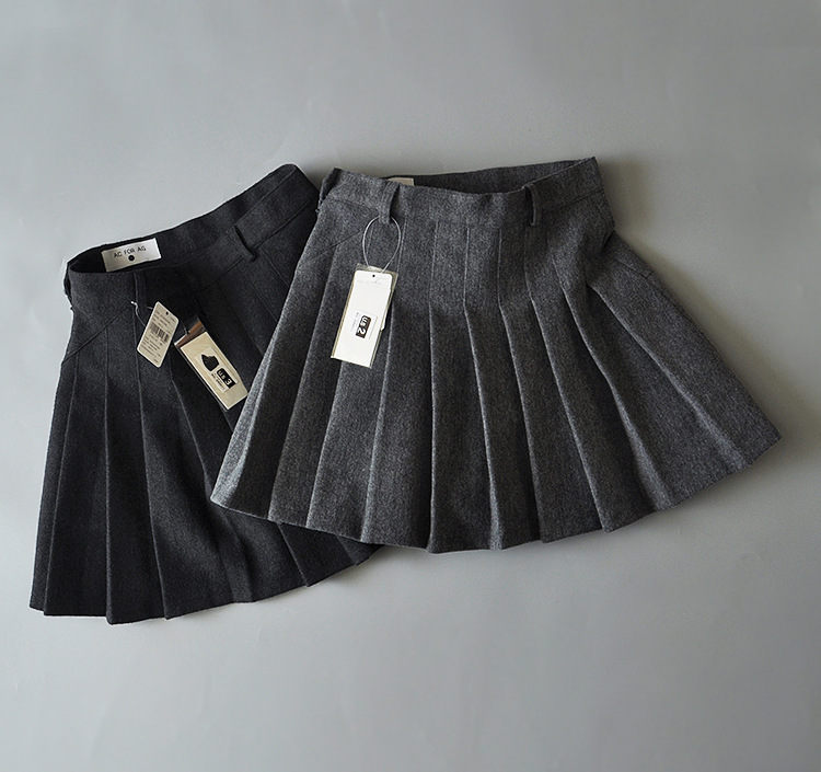 high waist pleated thick woolen skirt  NSAC31706