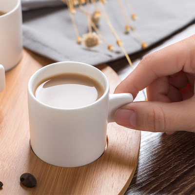 创意迷你小马克杯陶瓷杯定制logo黑白亚光意式浓缩咖啡杯办公家用