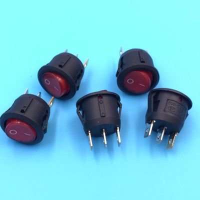 廠家直銷KCD1-2船型開關三腳二檔帶燈圓形開關紅燈銅腳直徑23mm