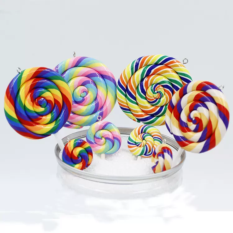厂家直销彩色棒棒糖饰品挂件拍照道具加羊眼软陶创意手工装饰
