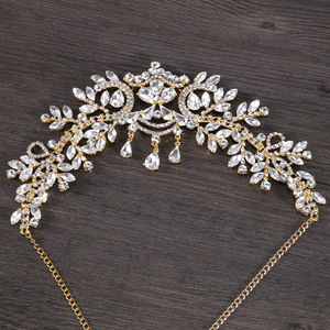 Hairpin hair clip hair accessories for women Water diamond forehead ornament gold silver Niang hair ornament wedding dress hair hoop headdress accessories