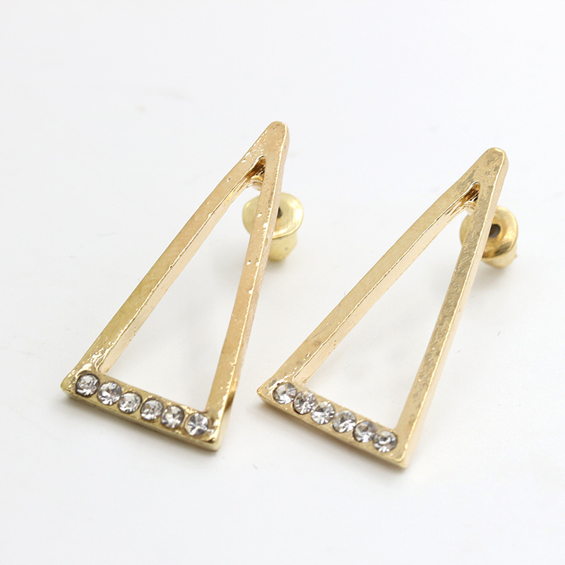 Fashion Geometric Large Triangle Earrings Alloy Plating With 6 Diamonds Symbol Earrings Wholesale display picture 1