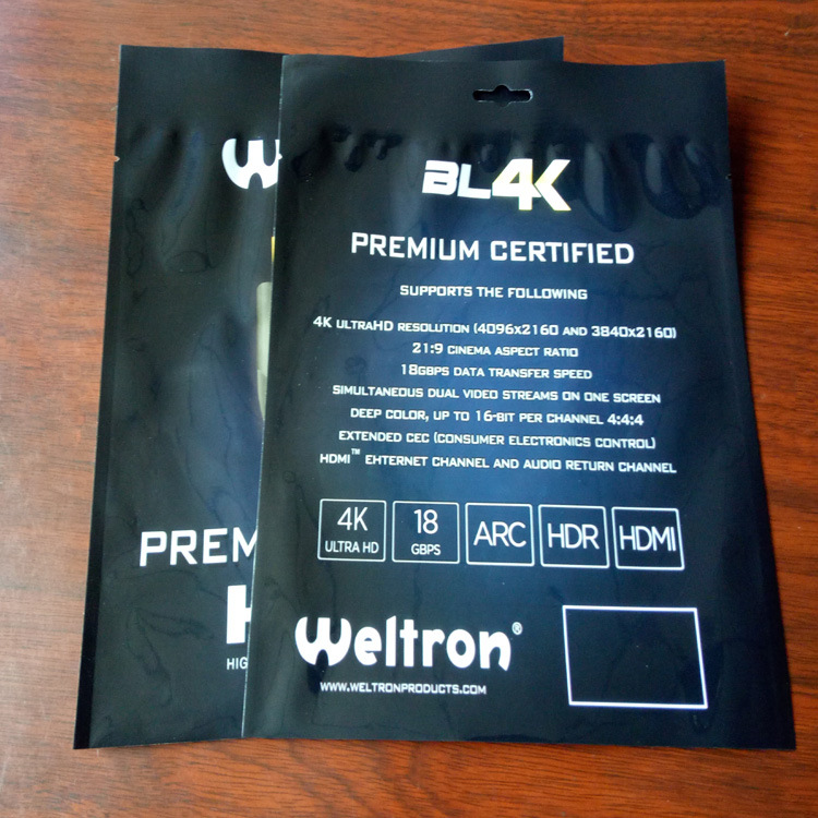 厂家制定电脑高清线包装袋 连接线塑料自封袋 服装拉链袋