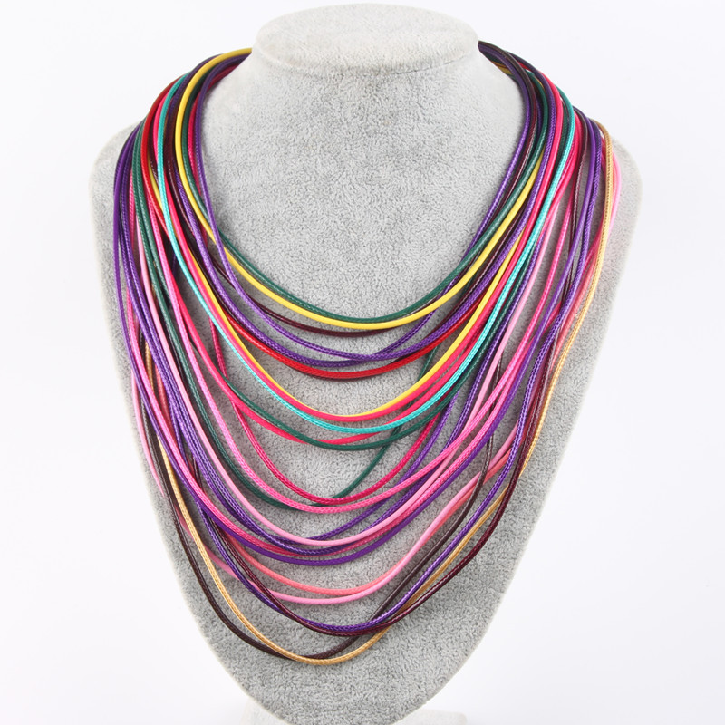 Mode Couleur Unie Corde En Cuir De Gros Collier display picture 2