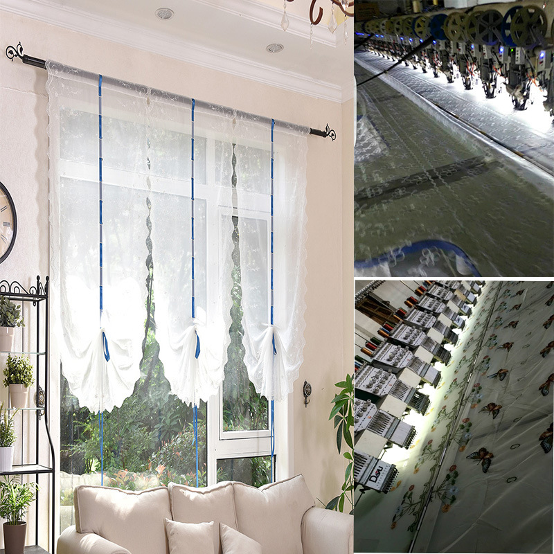 Velcro curtain cloth wholesale a living room Curtains Embroidery Fabric customized Roman blinds partition Shalian