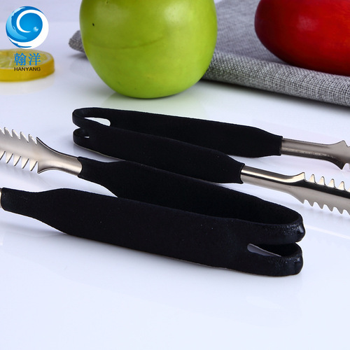 Stainless steel ice tongs barbecue food tongs buffet bread tongs kitchen helper baking supplies manufacturer wholesale