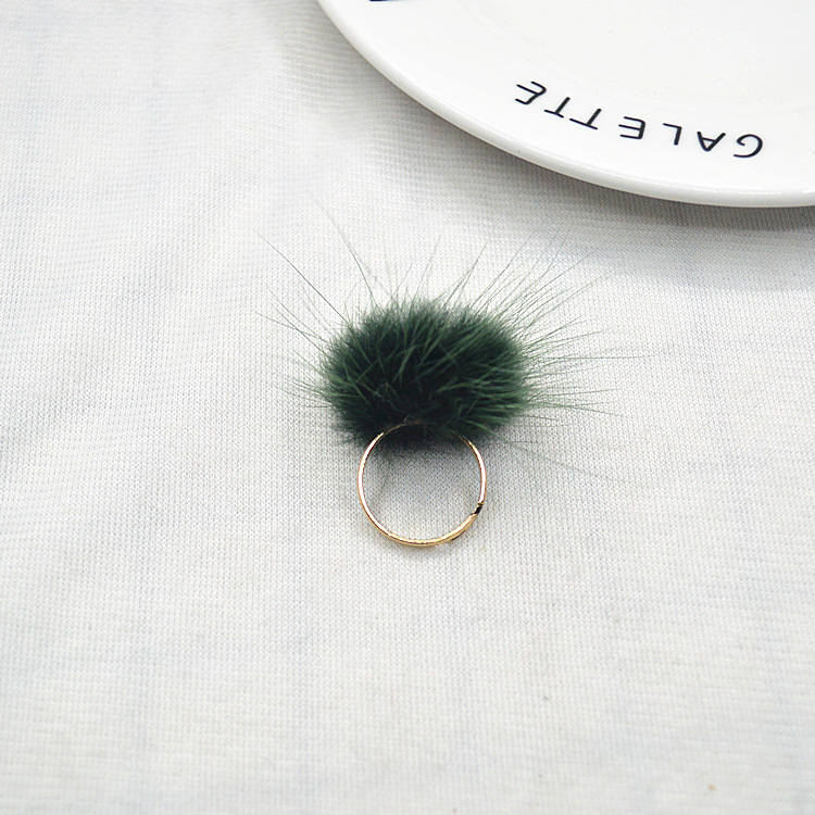 1 Piece Korean Style Hairball Mink Hair Metal Women's Rings display picture 3