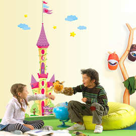 城堡墙贴新款促销大号可移环保墙贴梦幻墙贴画树电视背景AY1917