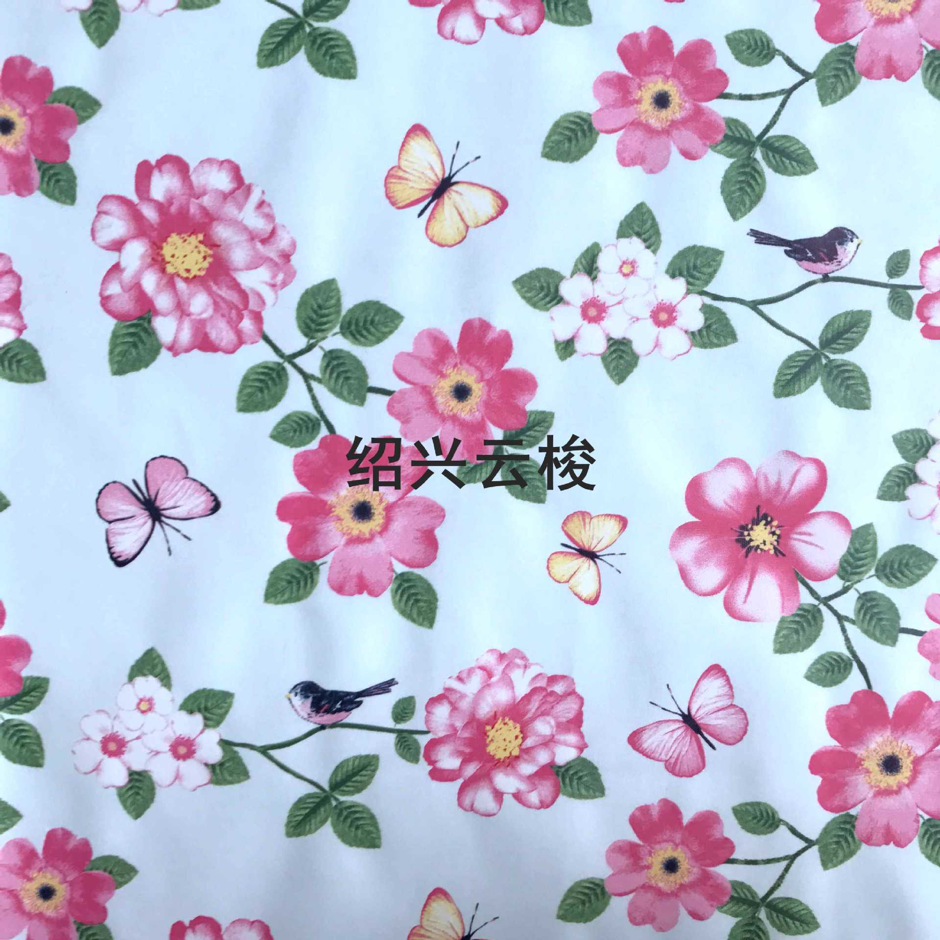 春季服装面料 数码印花人造革 蝶恋花 欧洲环保