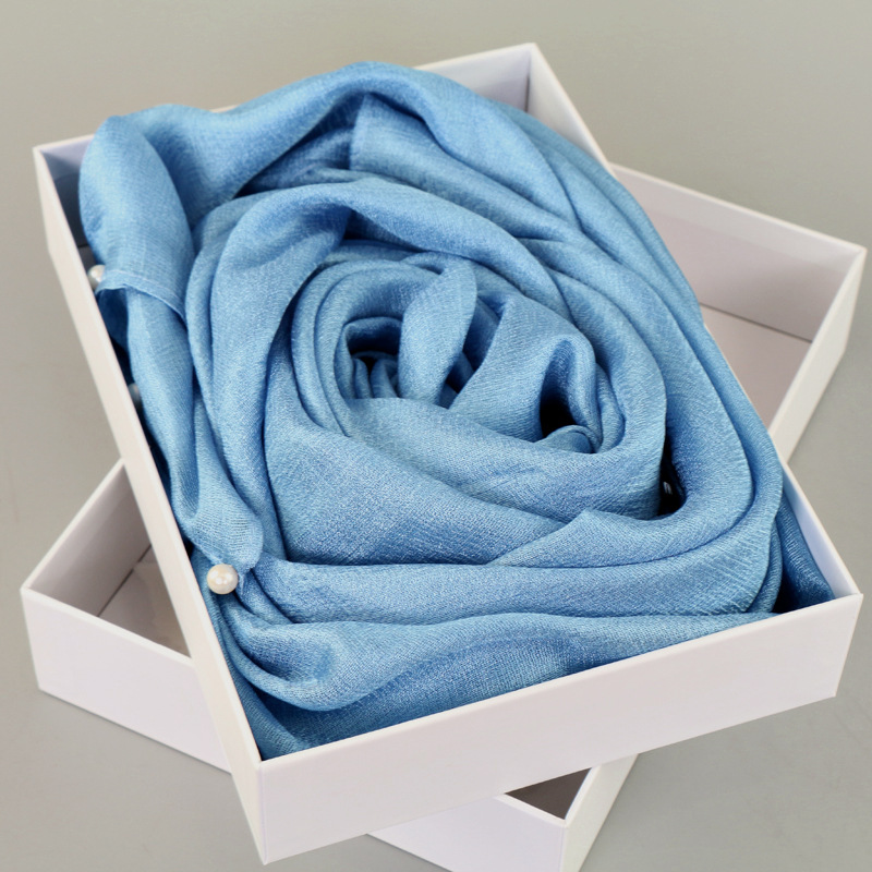 22# (2) -钉珍珠围巾荷兰亚麻单色围巾