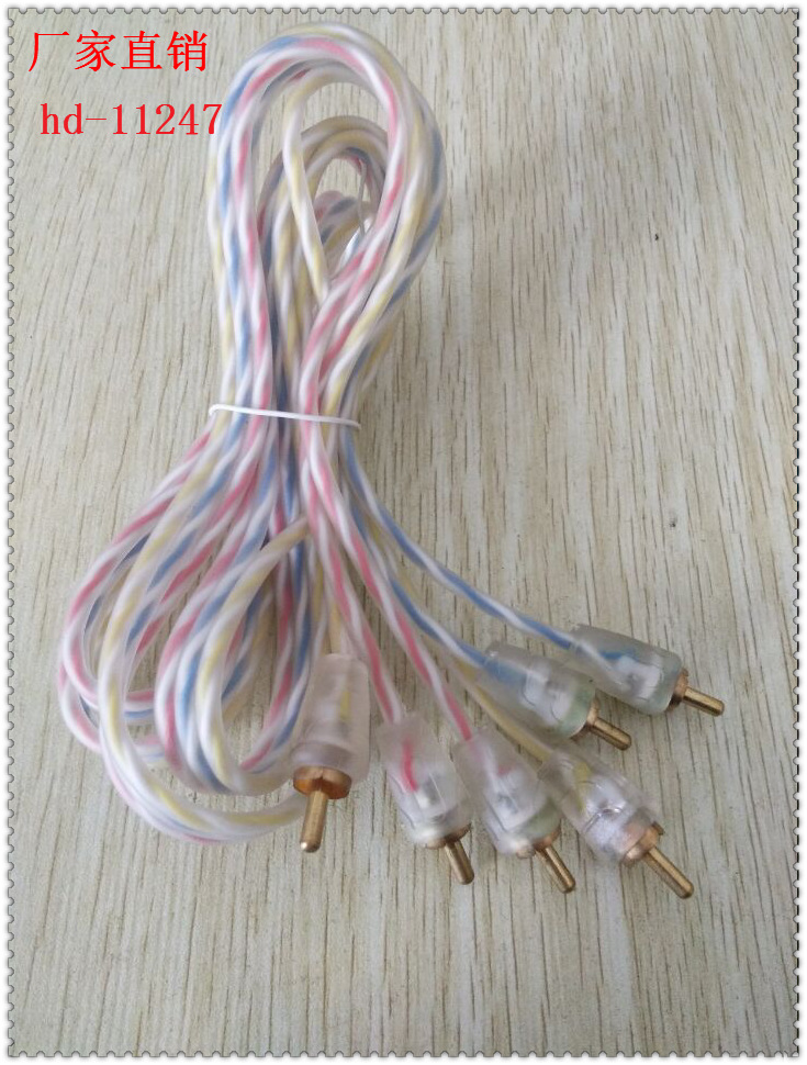 3.5mm莲花头、平头透明外壳3RCA公对3RCA公 3分3 音响电脑耳机线