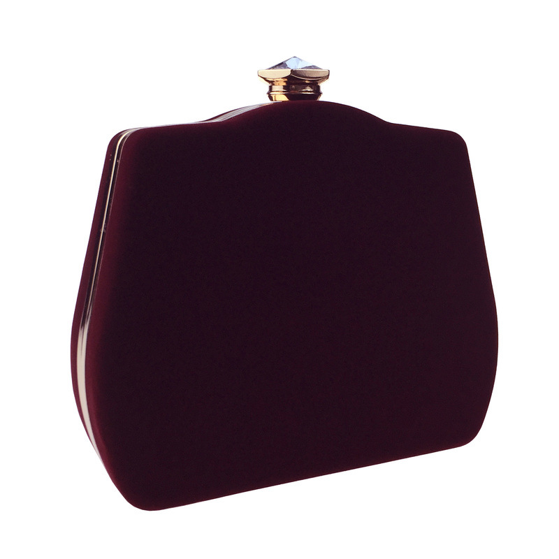 Túi clutch nữ dạ tiệc nhung hình quả bầu đính đá hộp cứng kèm dây xích — Màu đỏ, Màu đỏ rượu, Màu tím, Màu xanh lam chi tiết 22