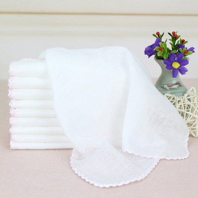 Handkerchief pure white Gauze handkerchief Saliva towel Gauze towel Baby bibs
