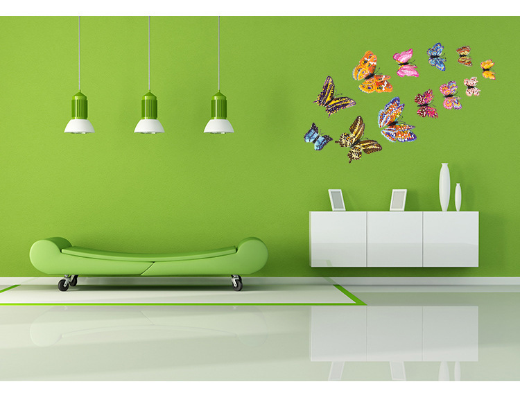 New12 Luminous Three-dimensional Double-layer 3d Butterfly Wall Stickers display picture 2