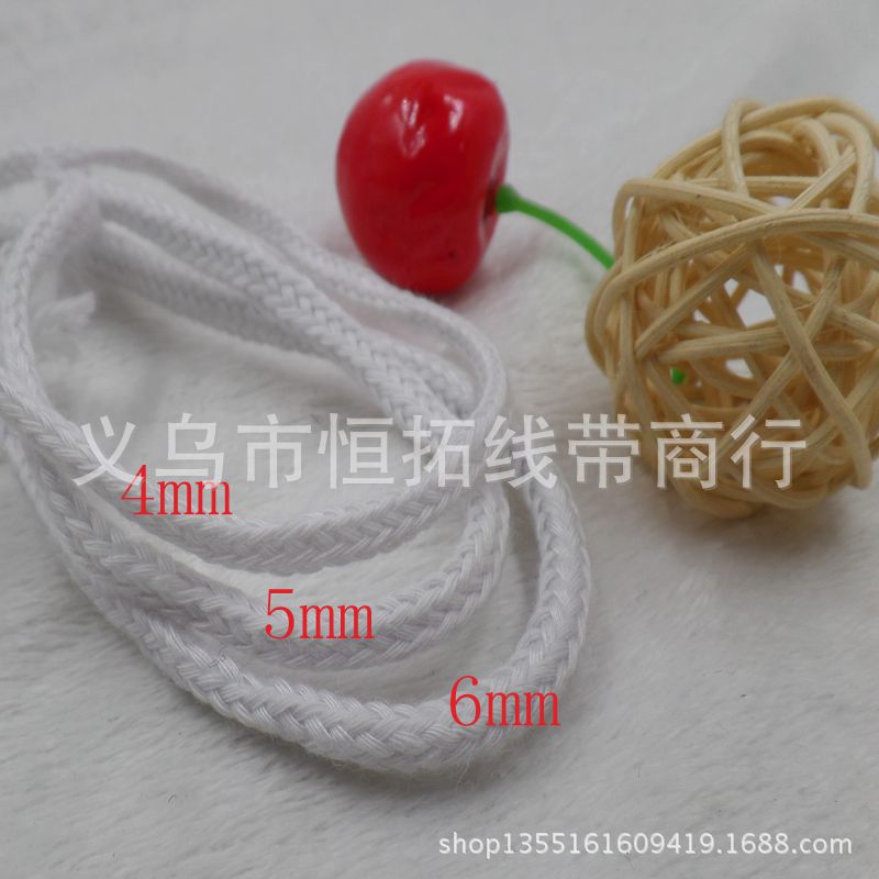 供应5mm棉绳 漂白空心涤棉绳 漂白6*16 棉绳批发 棉