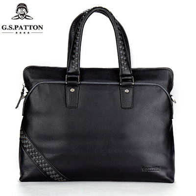 廠家直銷牛皮男包 巴頓新款斜挎牛皮包 男式手提電腦包批發定制