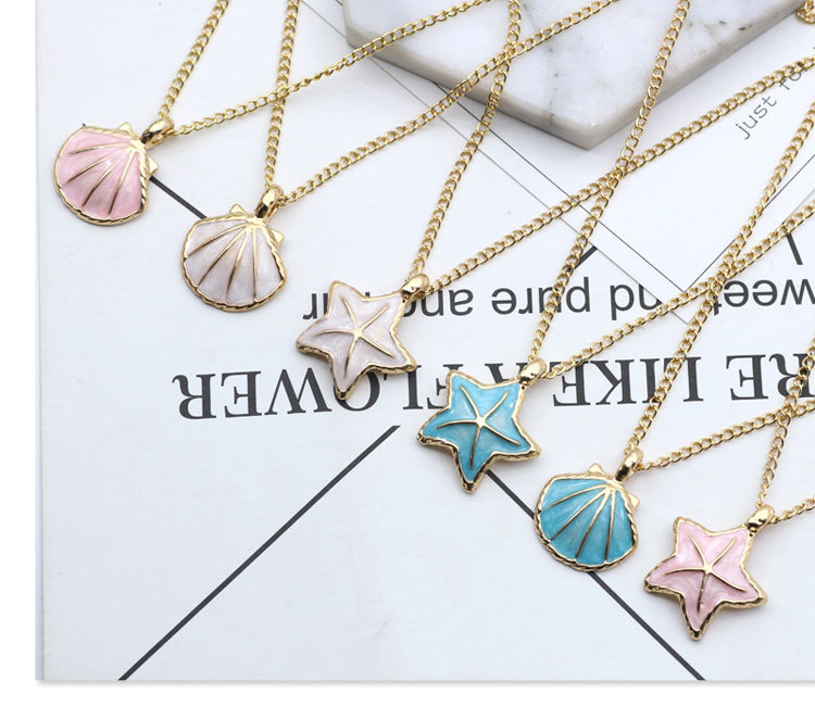 11g Weight Alloy Pendant Material Pendant Necklace Classification Alloy Chain Material 1 Piece Quantity Holiday, Daily Occasion Alloy Material Starfish, Shell Pattern Women's Gender Enamel Design Marine Style Style Marine Style Starfish Shell Alloy Enamel Women's Pendant Necklace 无