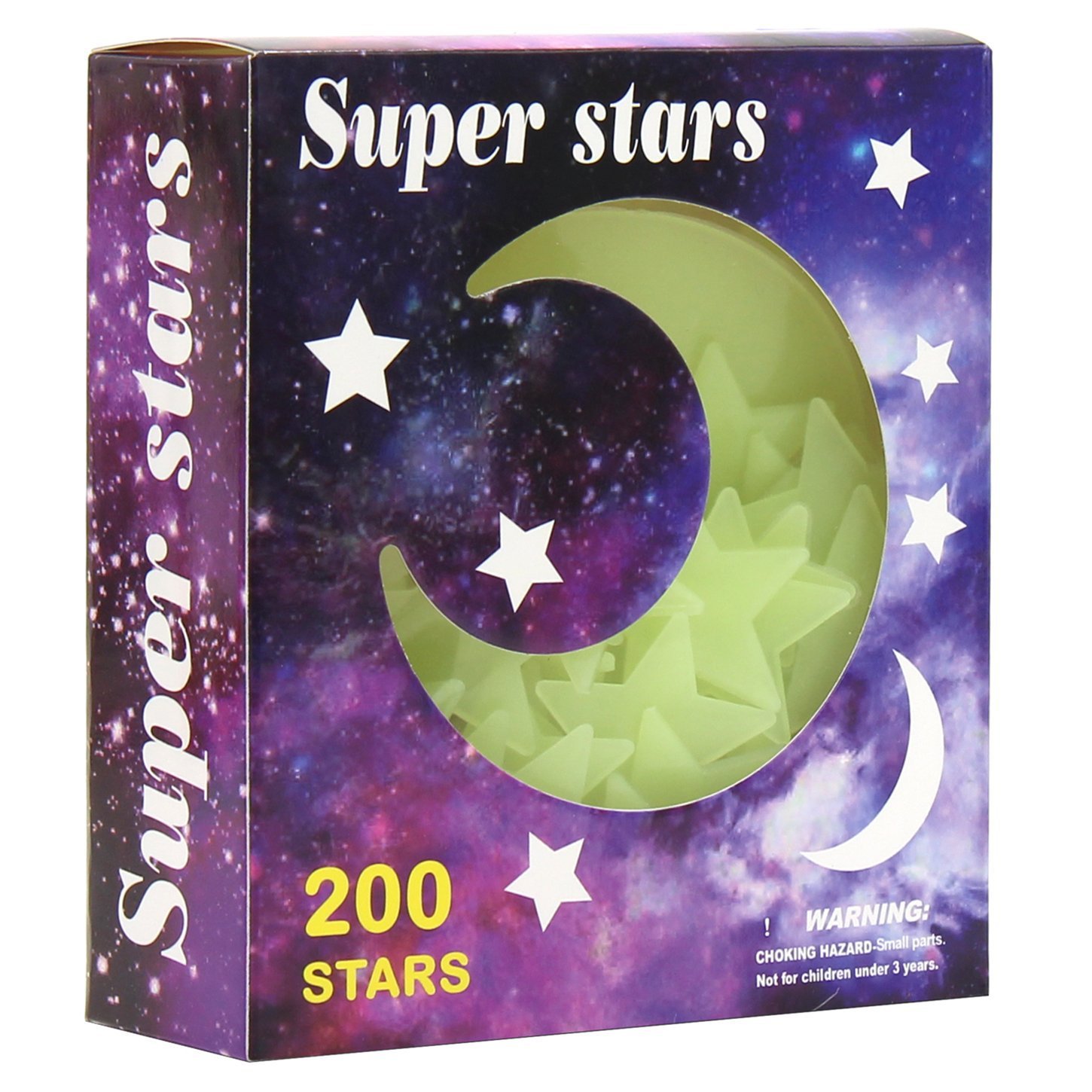 200 Multi Coloured Glow In The Dark 3cm Stars Luminous Stick On Ceiling Sticker