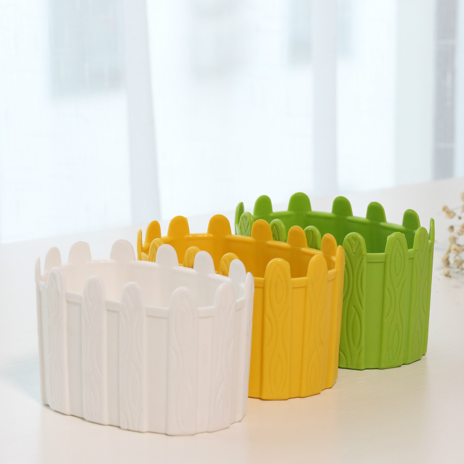 塑料仿瓷多肉小綠植長方形銷創意桌面花盆陽台彩色廠家批發