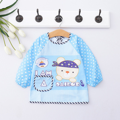 厂家直销2017新款秋冬款长袖防水儿童罩衣 现货供应可爱宝宝罩衣