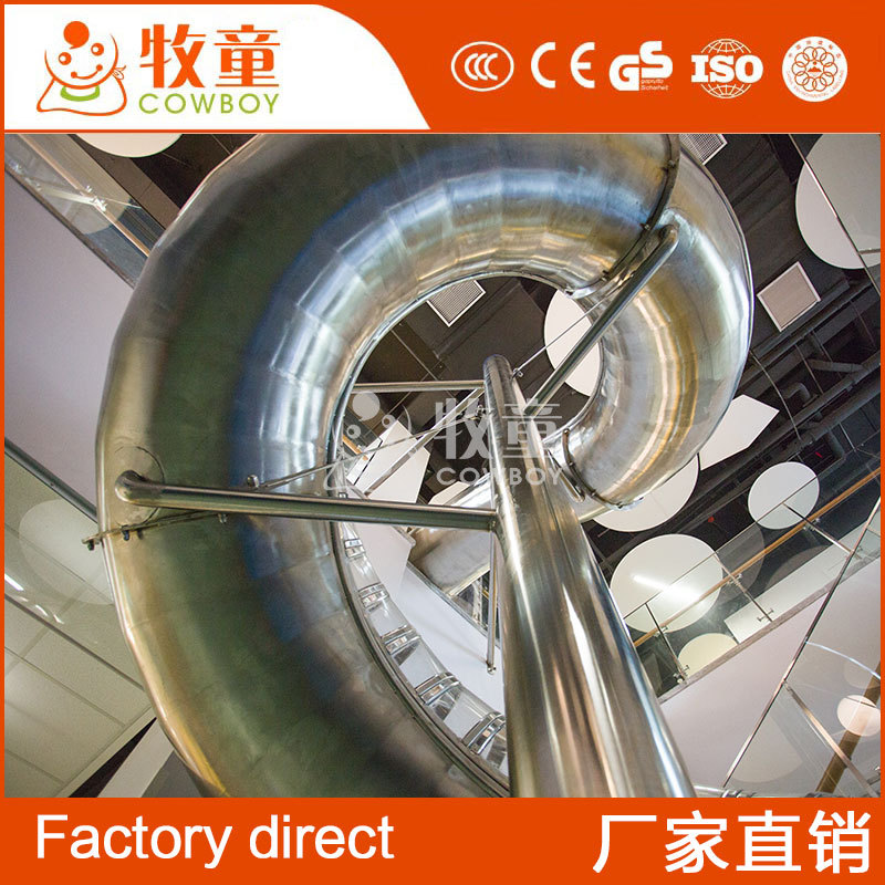 Fábrica interior de las instalaciones de la diapositiva del acero inoxidable de los niños del punto escénico de la diapositiva giratoria grande del acero inoxidable del equipo de la diversión de los niños