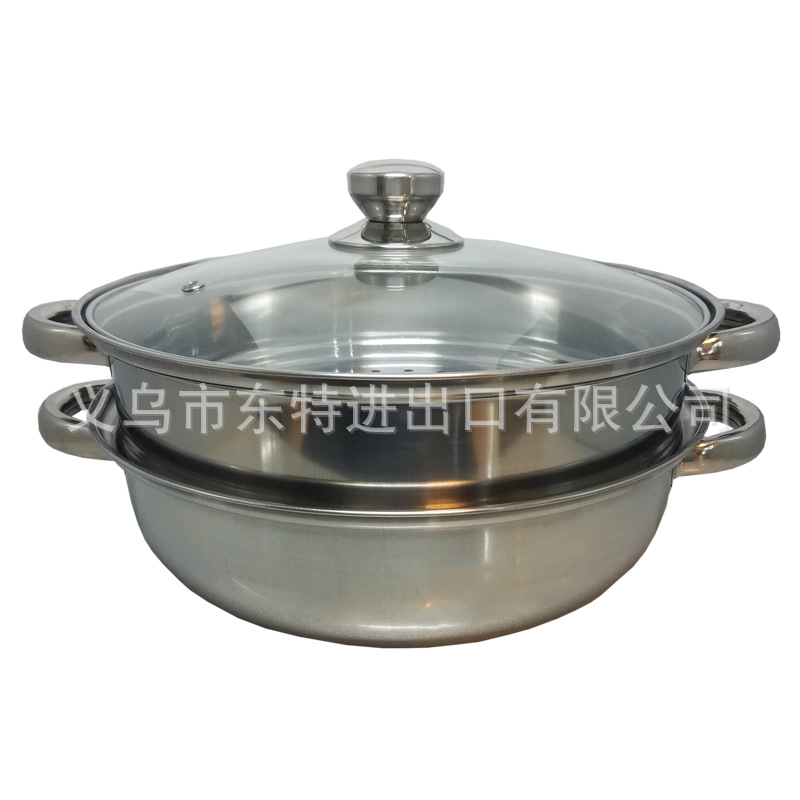Factory direct sales: 4-piece set of stainless steel cookware, double-layer steaming pot, rice sieve, 3-piece set, gift set detail image 7