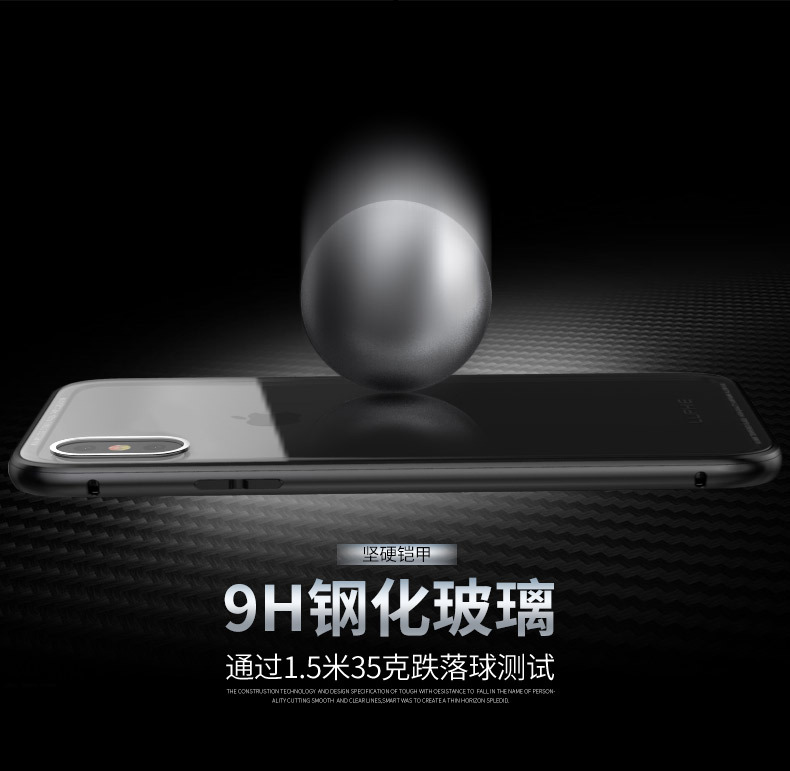 Luphie iGlass Airframe Aluminum Bumper Air Barrier Tempered Glass Back Case Cover for Apple iPhone X