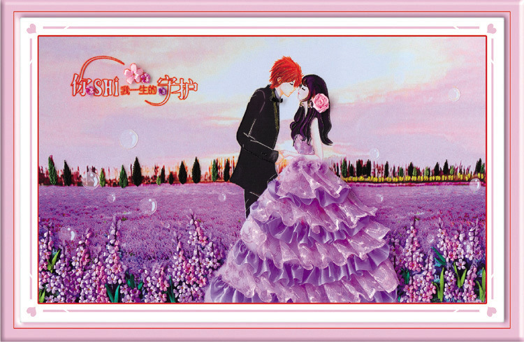 Oujin nianhua Bordado Cinta Directa de Fábrica color impresión colgante pintura Provence amor Sala estar decoración entrada