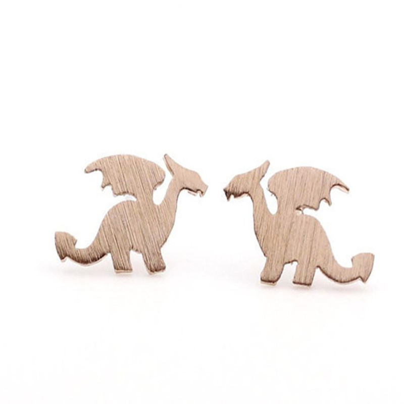 Pendientes de dragón pequeños con baño de aleación de dinosaurio lindo