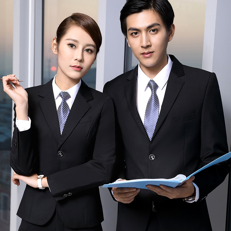 2020春西裝男女同款職業裝兩粒扣西服套裝男士商務正裝工作服
