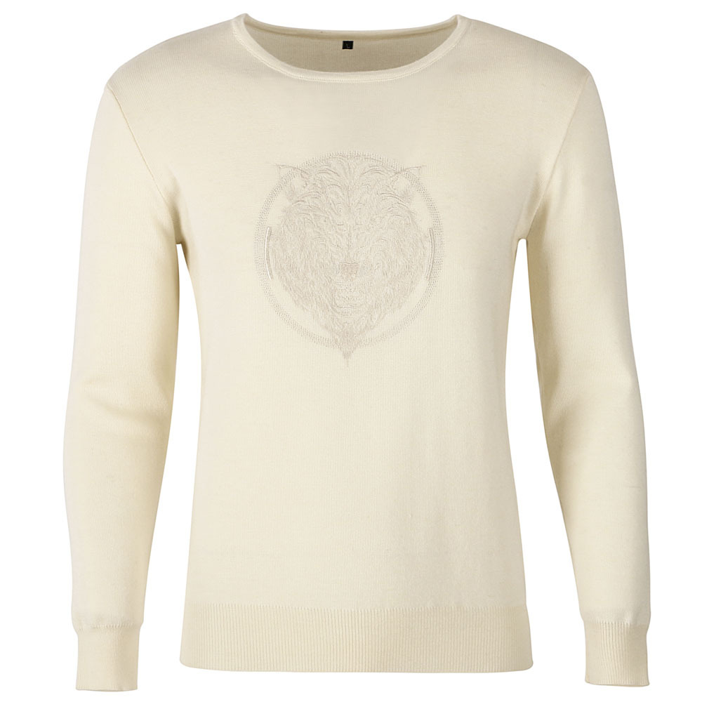 2017秋冬新款羊毛衫男加厚圆领套头男士毛衣刺绣狼毛衫现货批发|ms