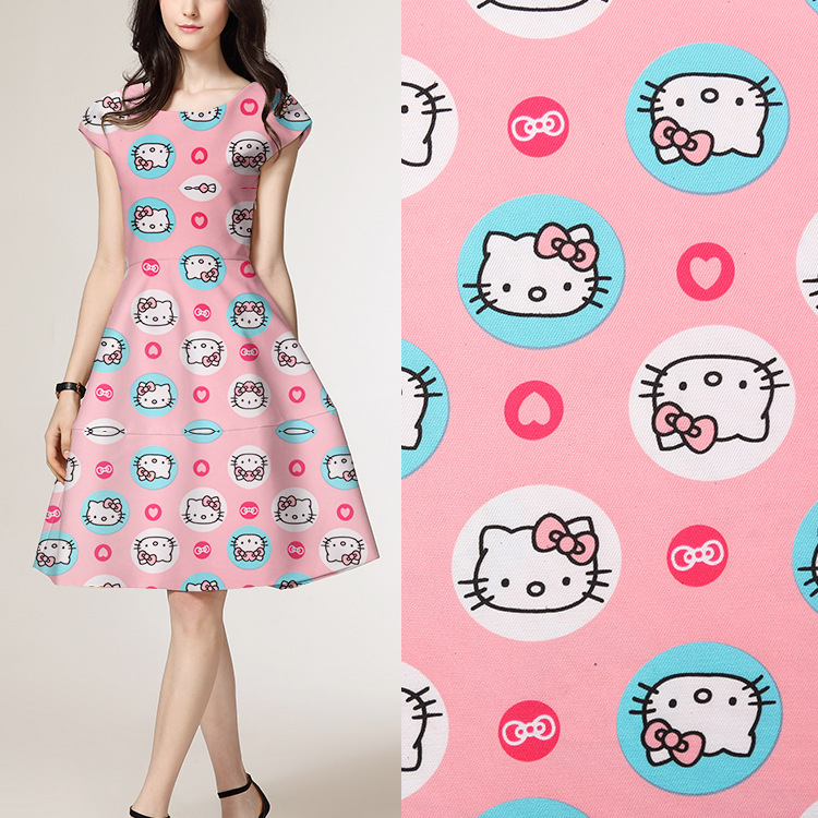 厂家销售 优质细纹全涤纶印花面料 时尚春夏连衣裙运动服面料