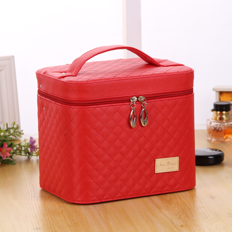Korean Edition Quilted Cosmetic Bag Cosmetic High-capacity Wash bag Dressing multi-function Portable Jewelry box customized
