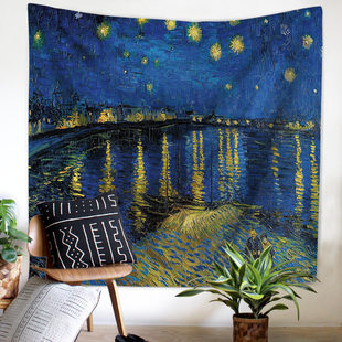 2017 factory direct cross-border new world famous painting Van Gogh high-definition oil painting multi-functional tapestry wall hanging Beach